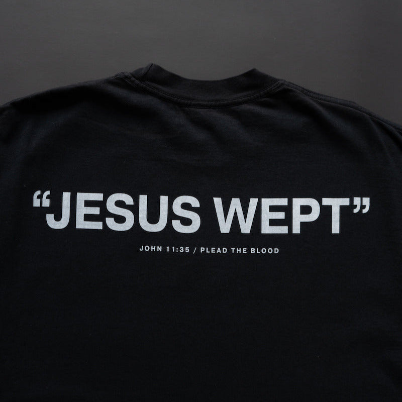 JESUS WEPT OVERSIZE T-SHIRT IN BLACK