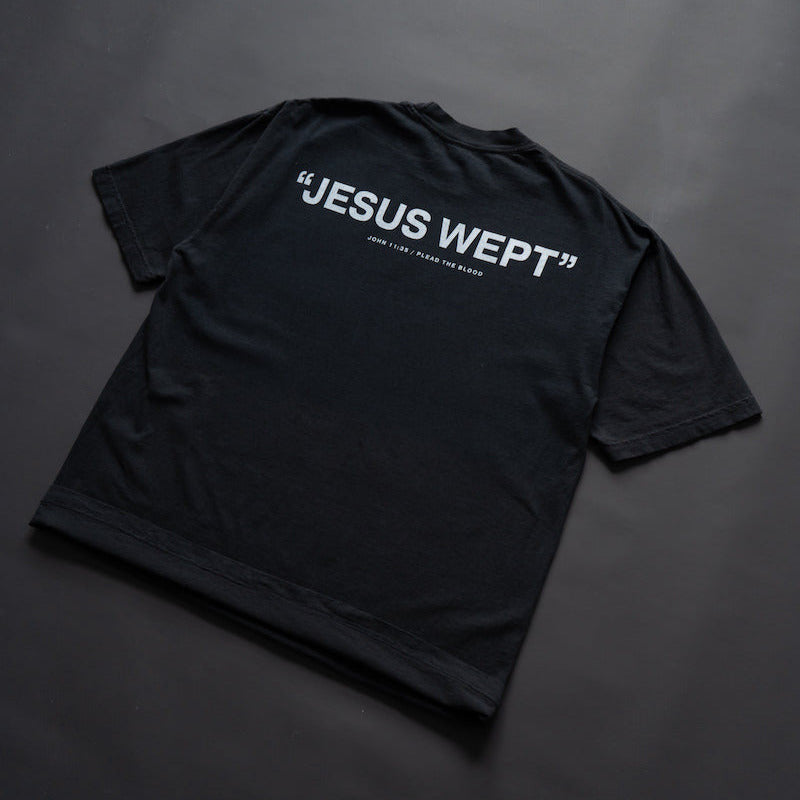 JESUS WEPT OVERSIZE T-SHIRT IN BLACK