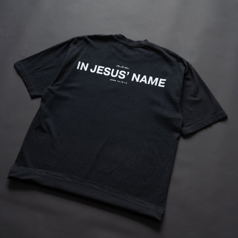 IN JESUS' NAME OVERSIZE T-SHIRT IN BLACK