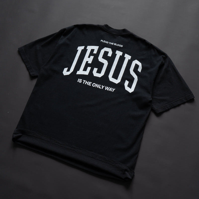 JESUS IS THE ONLY WAY OVERSIZE T-SHIRT IN BLACK