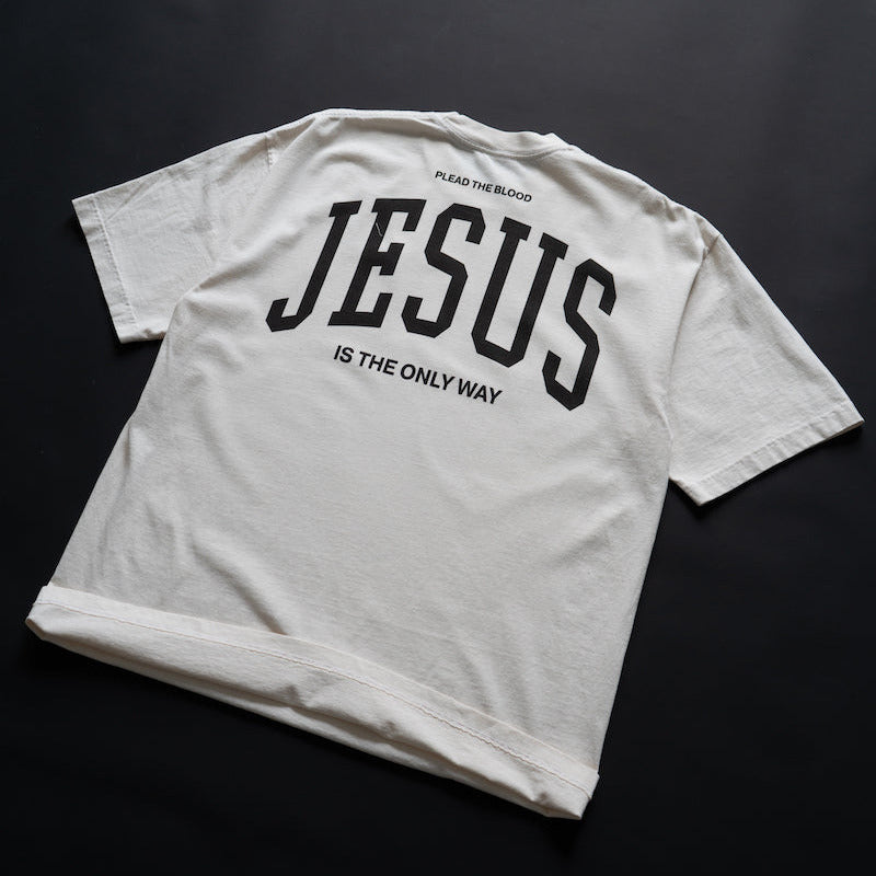 JESUS IS THE ONLY WAY OVERSIZE T-SHIRT IN CREAM