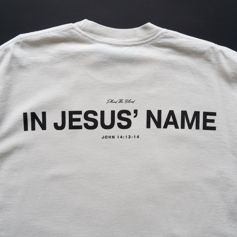 IN JESUS' NAME OVERSIZE T-SHIRT IN CREAM