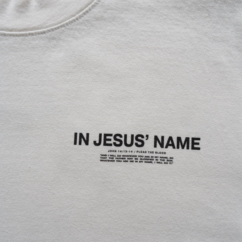 IN JESUS' NAME OVERSIZE T-SHIRT IN CREAM