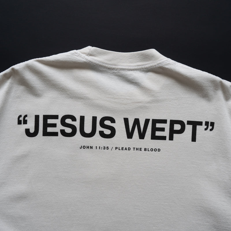 JESUS WEPT OVERSIZE T-SHIRT IN CREAM