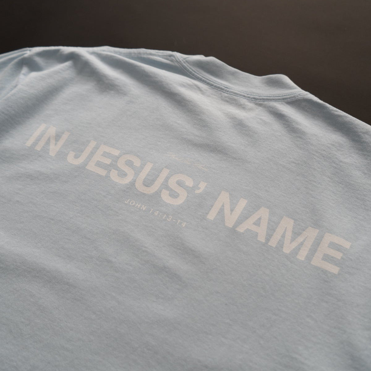 IN JESUS' NAME OVERSIZE T-SHIRT IN LIGHT BLUE