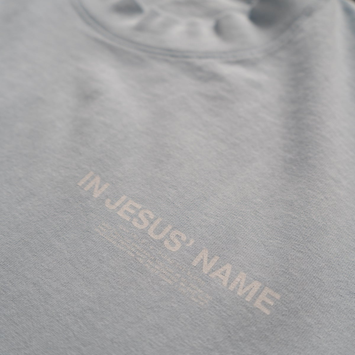 IN JESUS' NAME OVERSIZE T-SHIRT IN LIGHT BLUE
