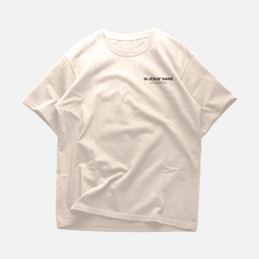 IN JESUS' NAME OVERSIZE T-SHIRT IN CREAM