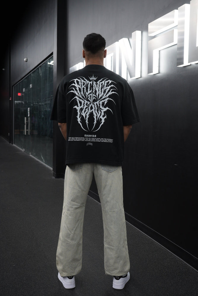 
                  
                    Load image into Gallery viewer, PRINCE OF PEACE OVERSIZE T-SHIRT IN BLACK
                  
                
