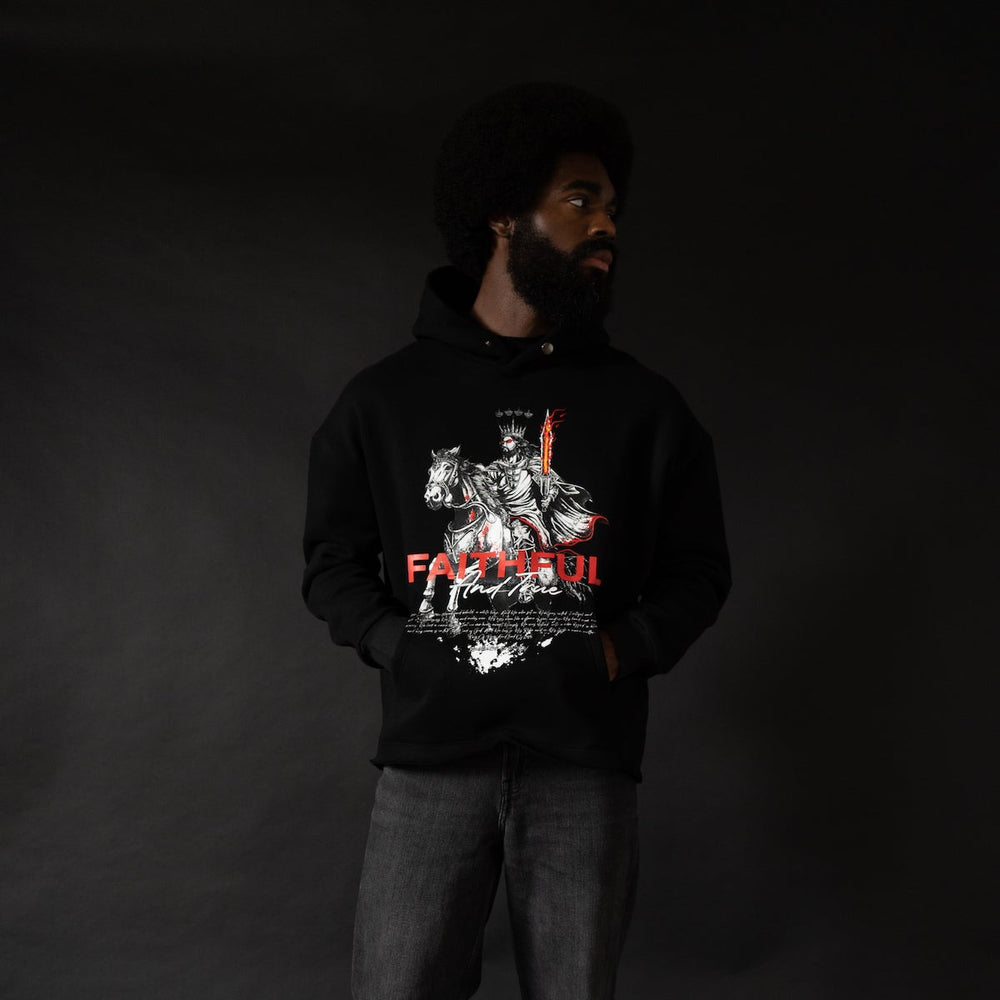 
                  
                    Load image into Gallery viewer, KING OF KINGS RAW HEM HOODIE
                  
                