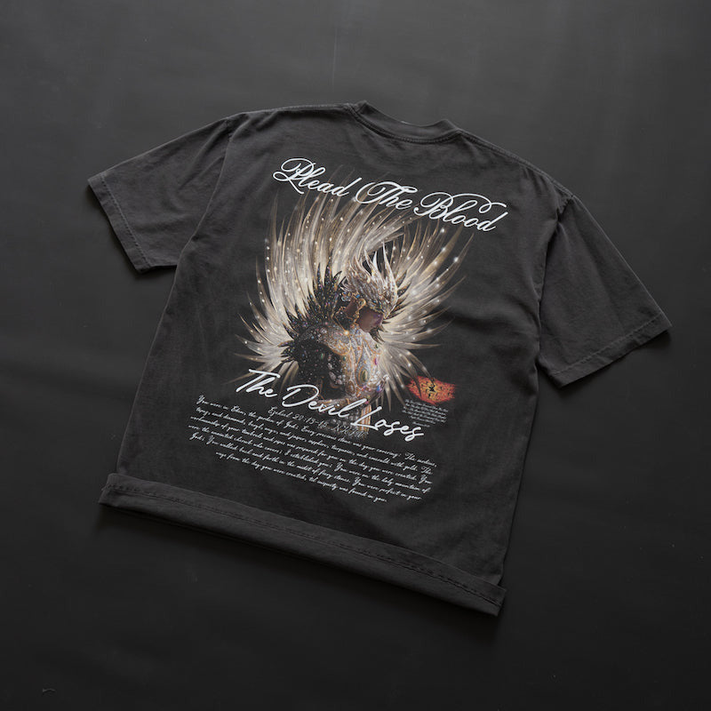LUCIFER'S DEMISE OVERSIZE T-SHIRT IN VINTAGE BLACK (V1)