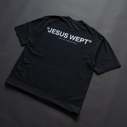 JESUS WEPT OVERSIZE T-SHIRT IN BLACK
