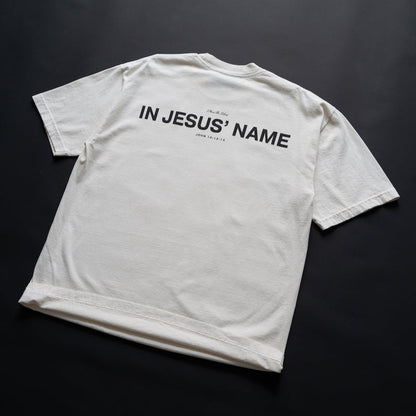 IN JESUS' NAME OVERSIZE T-SHIRT IN CREAM