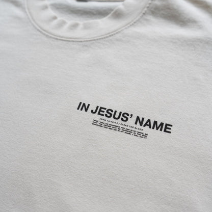 IN JESUS' NAME OVERSIZE T-SHIRT IN CREAM