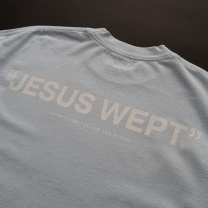 JESUS WEPT OVERSIZE T-SHIRT IN LIGHT BLUE