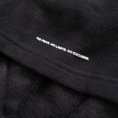 PUFF PRINT WISDOM HOODIE IN BLACK