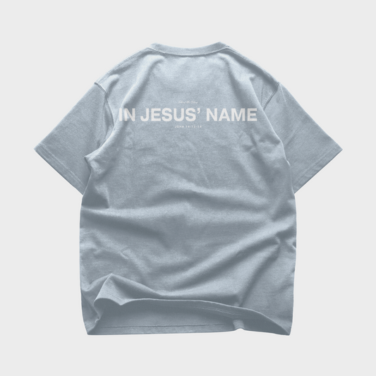 IN JESUS' NAME OVERSIZE T-SHIRT IN LIGHT BLUE