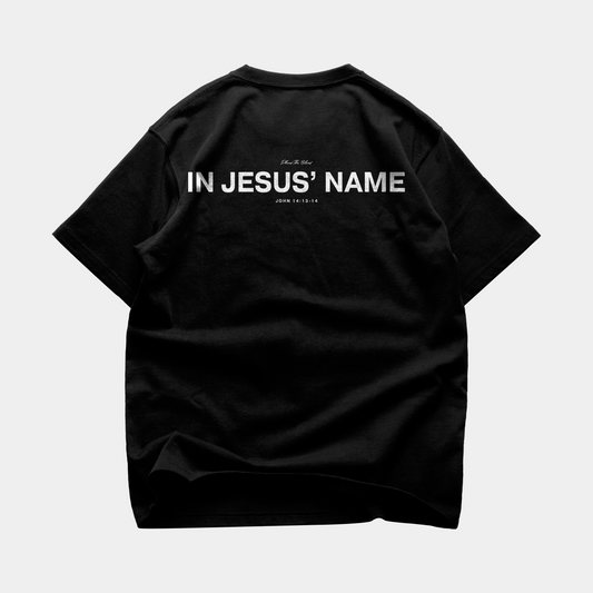 IN JESUS' NAME OVERSIZE T-SHIRT IN BLACK