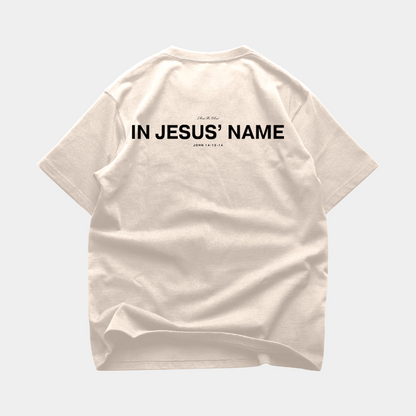 IN JESUS' NAME OVERSIZE T-SHIRT IN CREAM