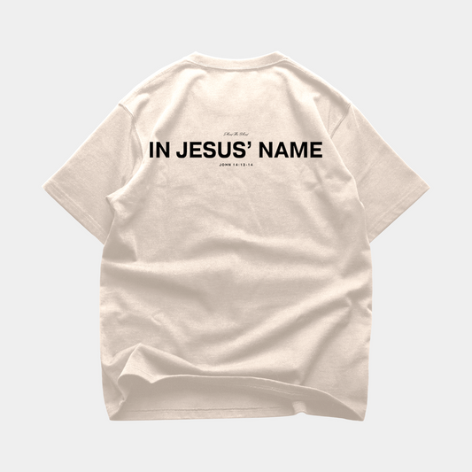 IN JESUS' NAME OVERSIZE T-SHIRT IN CREAM