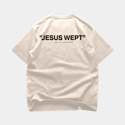 JESUS WEPT OVERSIZE T-SHIRT IN CREAM