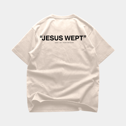 JESUS WEPT OVERSIZE T-SHIRT IN CREAM