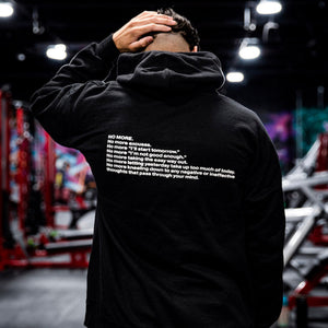 
                  
                    Load image into Gallery viewer, NO EXCUSES HOODIE IN BLACK
                  
                